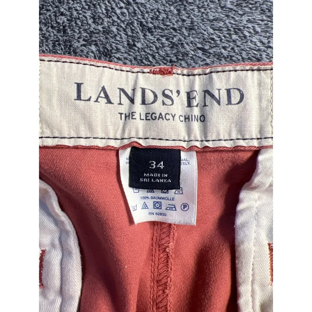 Lands End The Legacy Chino Pants Mens 34 Coral Orange Straight Leg Cotton Pant
